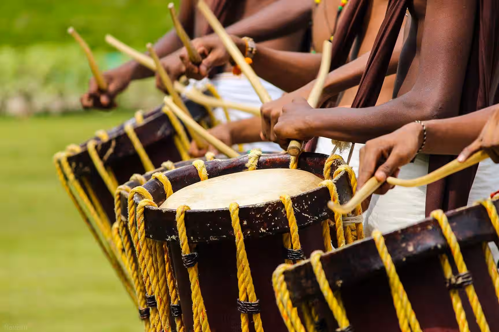 Traditional Chenda Melam percussion performers in authentic costumes for Tamil wedding ceremonies by Wonder Wedding Event Management, Nagercoil